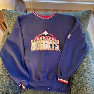 STARTER Denver Nuggets Navy Crewneck Sweater